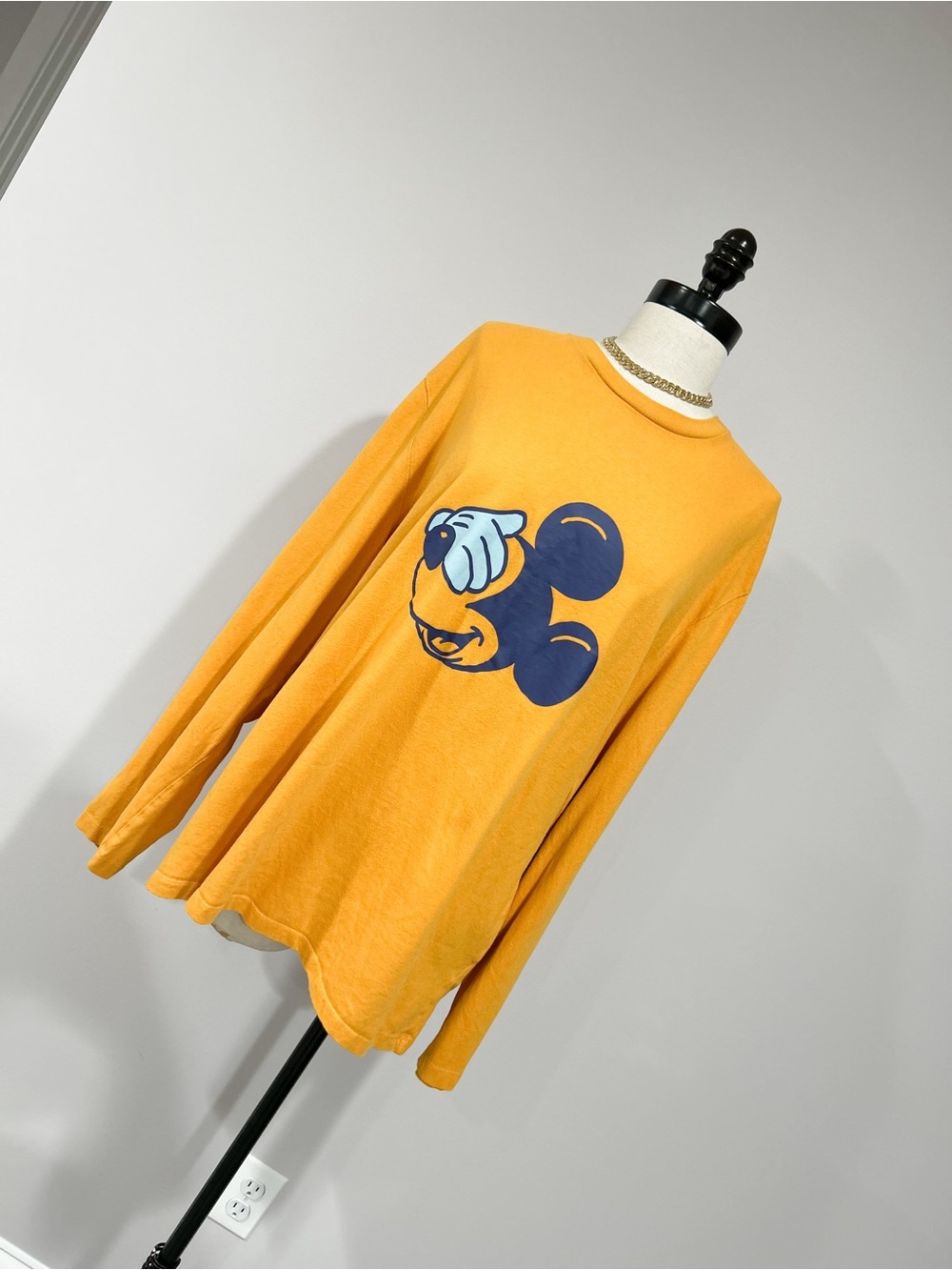 Disney Girls' Mustard Yellow Long-Sleeve Tee with Navy Character Graphic